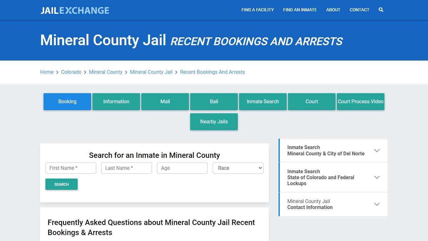 Mineral County Sheriff Recent Bookings And Arrests - Jail Exchange