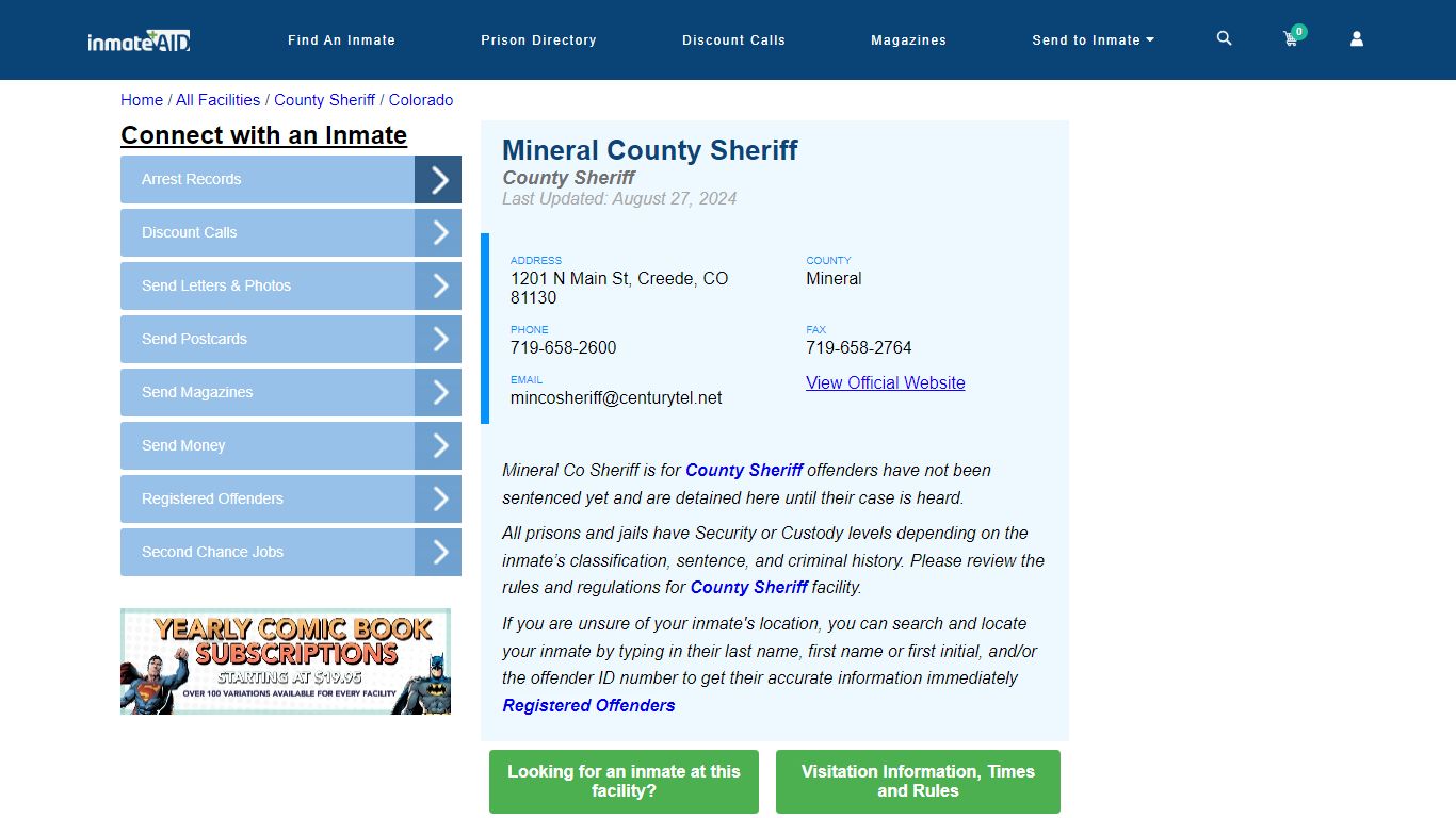 Mineral County Sheriff - Inmate Locator