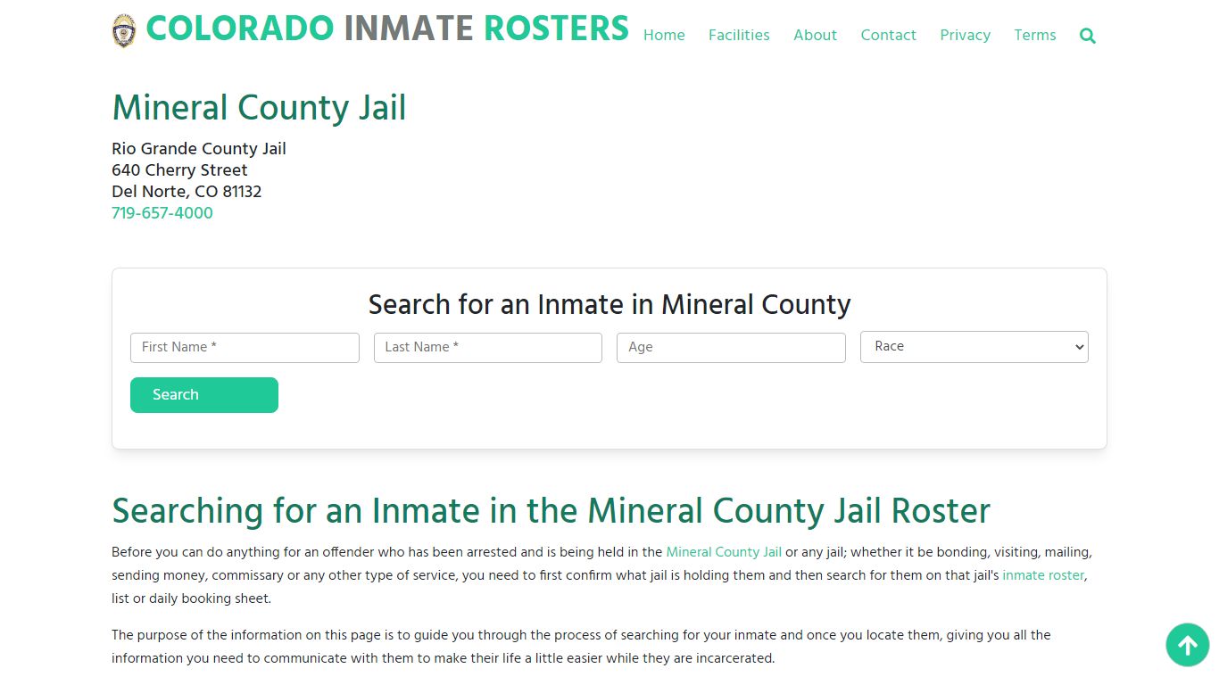 Mineral County Jail CO: Inmate Search & Roster